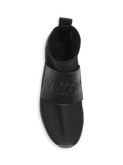Shop Balmain Knit Ankle Sock Sneakers In Black
