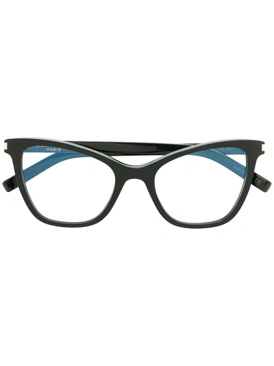 Shop Saint Laurent Eyewear Classic Cat Eye Frames - Black