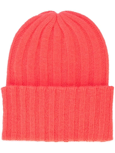 Shop The Elder Statesman Rib Knit Beanie - Red