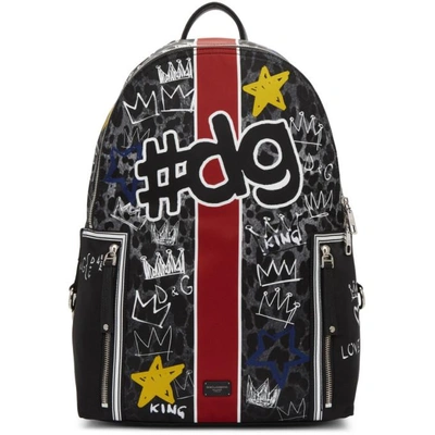 Shop Dolce & Gabbana Black '#dg 'paint Detail Backpack