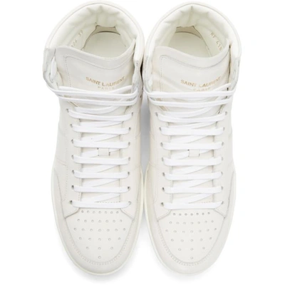 Shop Saint Laurent White Court Classic Sl10 High-top Sneakers In 9061 White