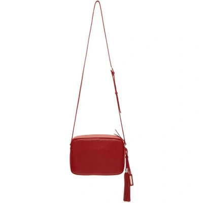 Shop Saint Laurent Red Medium Monogram Lou Satchel