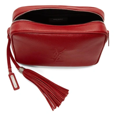 Shop Saint Laurent Red Medium Monogram Lou Satchel