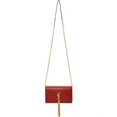 Shop Saint Laurent Red Kate Tassel Chain Wallet Bag In 6805 Red