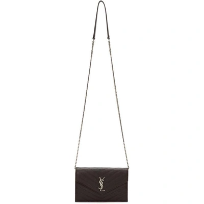 Shop Saint Laurent Burgundy Envelope Chain Wallet Bag In 6051 Bk Tul
