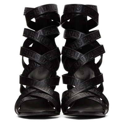 Shop Balmain Black Charlotte Strappy Heeled Sandal In 176 Noir