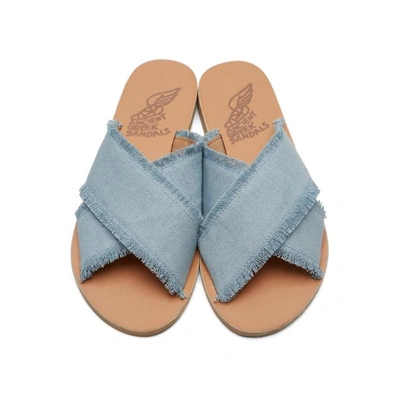 Shop Ancient Greek Sandals Blue Denim Thais Sandals