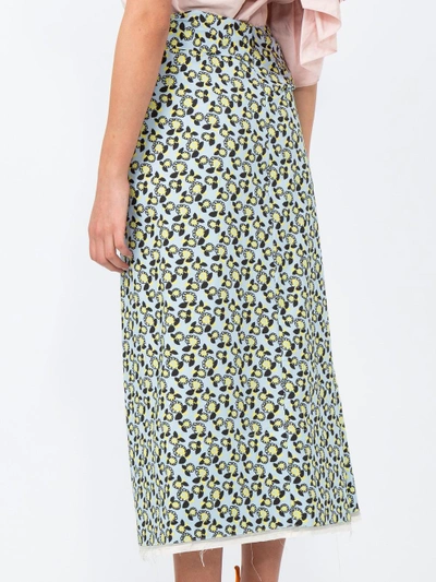 Shop Marni Floral Midi Skirt With Tie Side