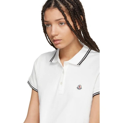 Shop Moncler White Logo Polo In 034 White