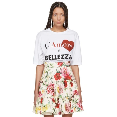 DOLCE AND GABBANA 白色“LAMORE E BELEZZA”T 恤