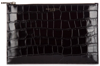 Shop Aspinal Of London Women's Leather Clutch Handbag Bag Purse In Black