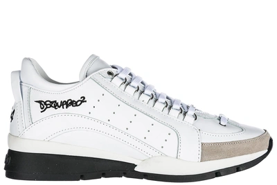 Shop Dsquared2 Men's Shoes Leather Trainers Sneakers 551 In White