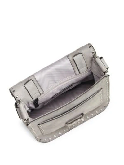 Shop Rebecca Minkoff Midnighter Leather Top Handle Bag In Grey