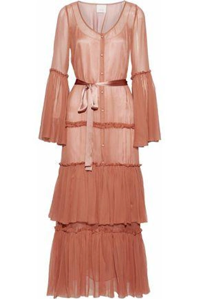 Shop Cinq À Sept Woman Silk Midi Dress Antique Rose