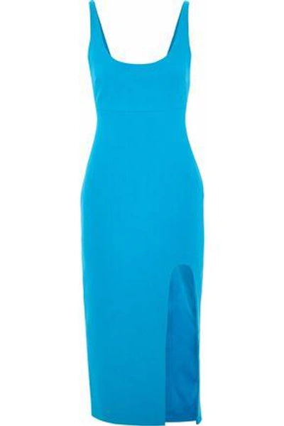 Shop Cinq À Sept Woman Split-front Crepe Midi Dress Light Blue