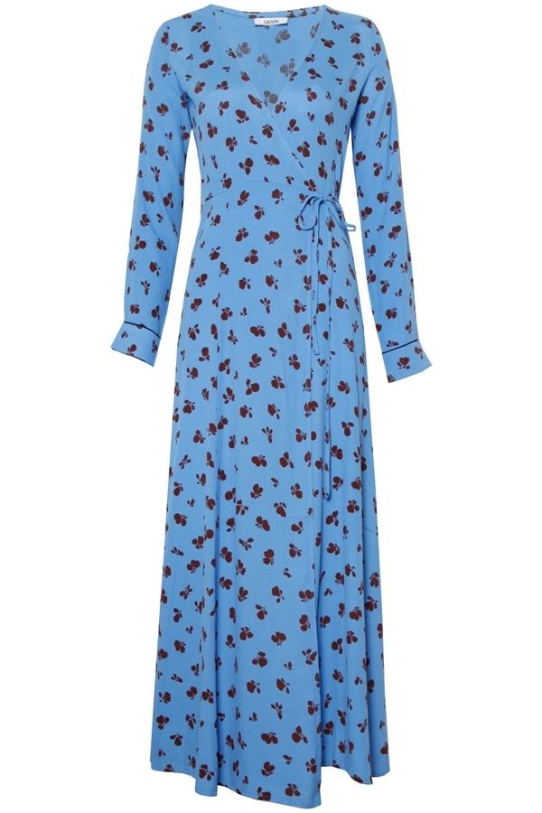 ganni roseburg crepe wrap dress off 74% - medpharmres.com