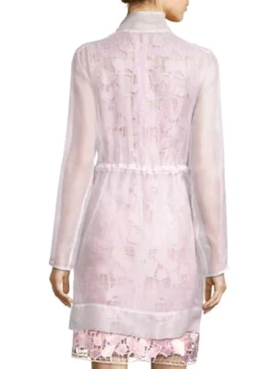 Shop Elie Tahari Nicolette Silk Coat In Lilac