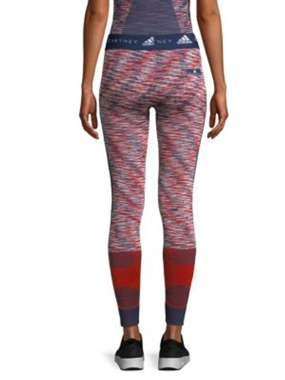 Shop Adidas By Stella Mccartney Space Dye Yoga Seamless Tights In Collegiate Navy Dark Callisto White