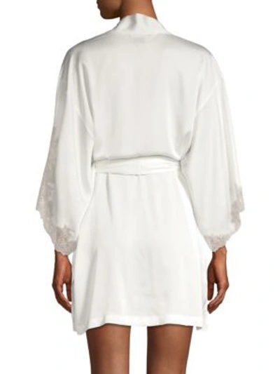 Shop Natori Satin Lace Robe In Natural