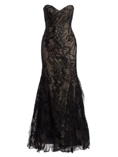 Shop Rene Ruiz Strapless Embellished Gown In Black