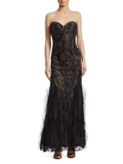 Shop Rene Ruiz Strapless Embellished Gown In Black