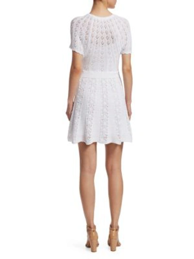 Shop Red Valentino Knit Short Sleeve Dress In White