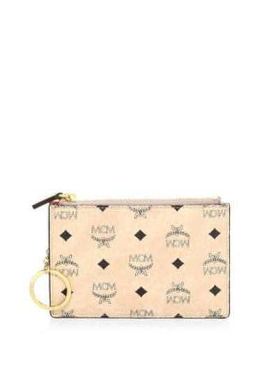 Shop Mcm Visetos Coated Canvas Pouch In Beige