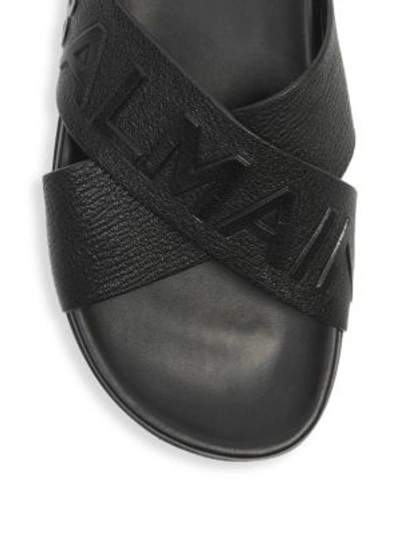 Shop Balmain Logo Cross Sandals In Black