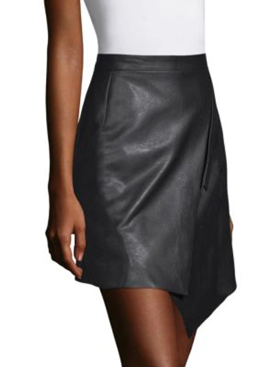 Shop Bcbgmaxazria Faux Leather Wrap Front Skirt In Black