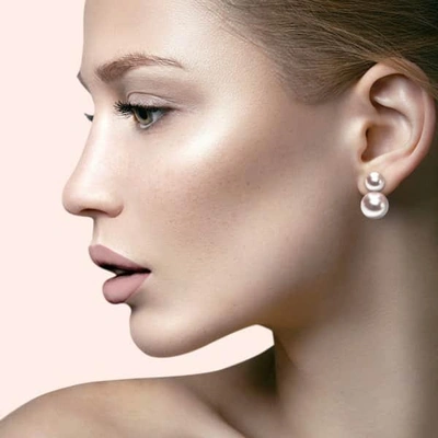 Ora Pearls Duet White Pearl Earrings Large Gold