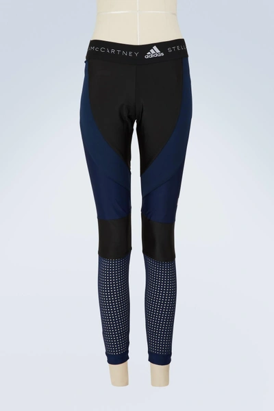 Shop Adidas By Stella Mccartney Long Run Leggings In Black/collegiate Navy