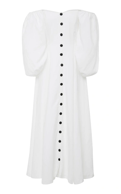 Shop Mara Hoffman Mika Off-the-shoulder Balloon Sleeve Dress In White
