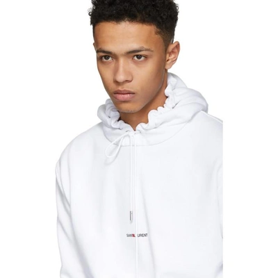 Shop Saint Laurent White Rive Gauche Hoodie In 9000 White