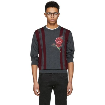 Shop Dolce & Gabbana Dolce And Gabbana Grey Combined Color Knit Sweater In S9000 Grey