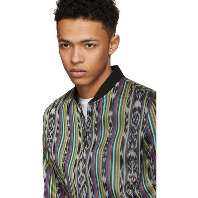Shop Saint Laurent Reversible Multicolor Ikat Varsity Jacket In 8487 Multi