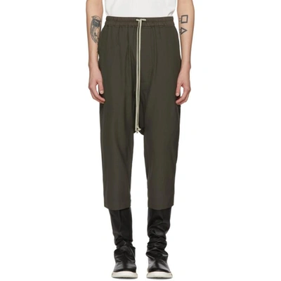 Shop Rick Owens Grey Drawstring Cropped Trousers In 78 Drkdust