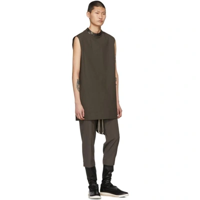 Shop Rick Owens Grey Drawstring Cropped Trousers In 78 Drkdust