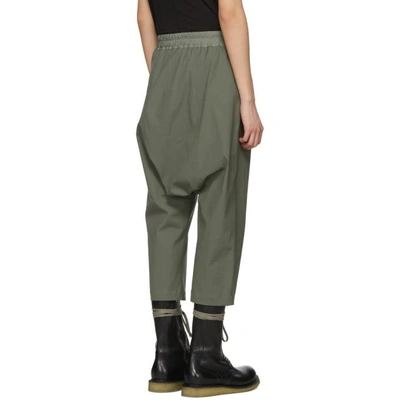 Shop Rick Owens Green Drawstring Cropped Trousers In 105 Sage