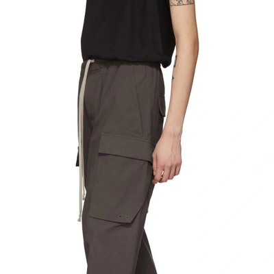 Shop Rick Owens Grey Drawstring Cropped Cargo Pants