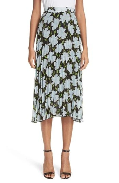 Shop Off-white Floral Plisse Silk Skirt In All Over/ No Color