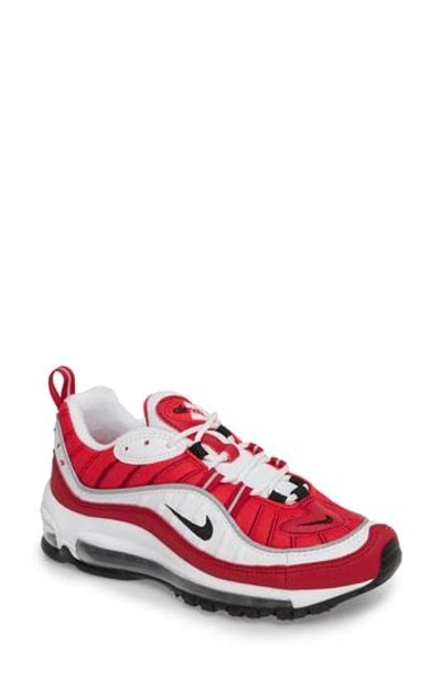 Shop Nike Air Max 98 Running Shoe In White/ Black/ Gym Red