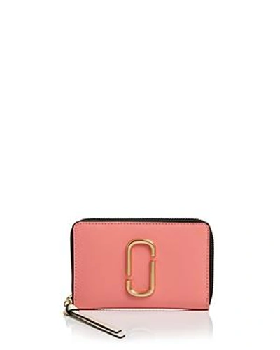 Shop Marc Jacobs Snapshot Standard Small Leather Wallet In Coral Multi/gold