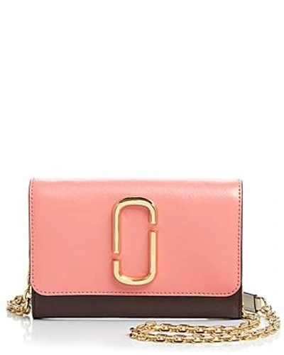 Shop Marc Jacobs Leather Chain Wallet In Coral Multi/gold
