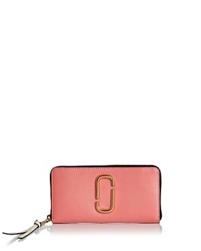 Shop Marc Jacobs Snapshot Standard Leather Continental Wallet In Coral Multi/gold