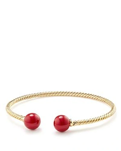 Shop David Yurman Solari Bead Bracelet With Red Enamel In 18k Gold In Red/gold