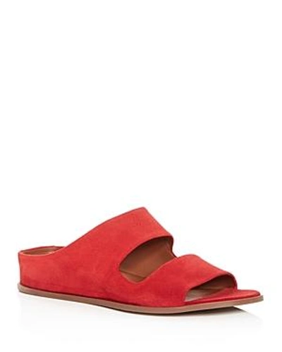 Shop Aquatalia Women's Abbey Weatherproof Suede Hidden Wedge Slide Sandals In Red