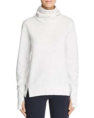 Shop Alo Yoga Haze Turtleneck Sweatshirt In White Heather