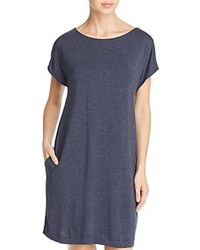 Shop Hanro Natural Elegance Short Sleeve Gown In Crown Blue