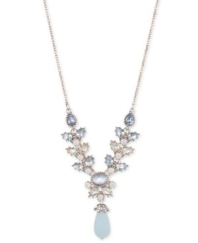 Shop Marchesa Gold-tone Crystal, Blue Stone & Bead Y-necklace, 16" + 3" Extender