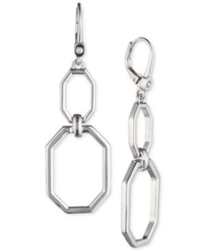 Shop Ivanka Trump Open Geometric Double-drop Earrings In Silver